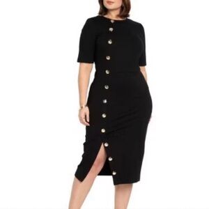 ELOQUII Button Front Workwear Dress - 20, Black Onyx NWT